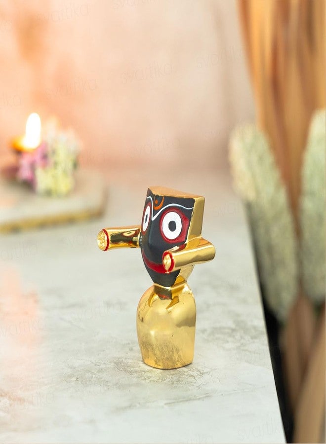Svastika Lord Jagannath Murti | 24K Gold Plated | Jagannath Idol for Home | Office Desk | Pooja | Gifting | Car Dashboard | 2.75 Inch - Image 4